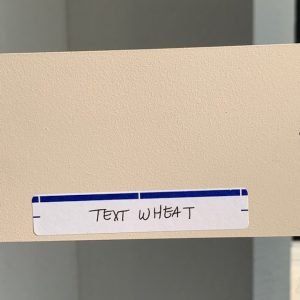 Paint swatch labeled 'Text Wheat' on beige background.