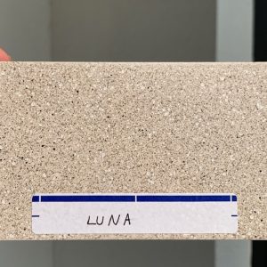 Speckled tile sample labeled 'Luna'.