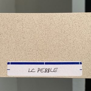 Sample labeled 'LC PEBBLE' with textured finish.