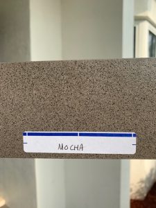 Label 'MOCHA' on speckled gray surface.
