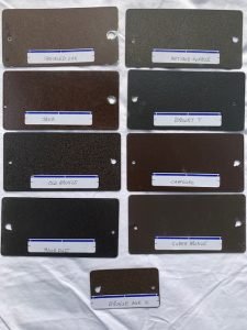 Color swatches on display with labels