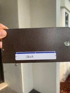 License plate with Java sticker