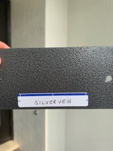 Textured metal sheet labeled 'Silver Vein'.
