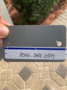 Gray color sample labeled Pearl Dark Gray