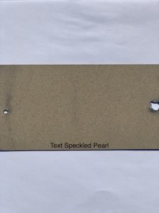 Text Speckled Pearl color sample on white background.