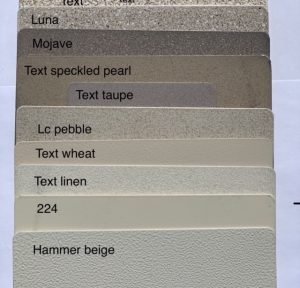 Beige paint color samples with names