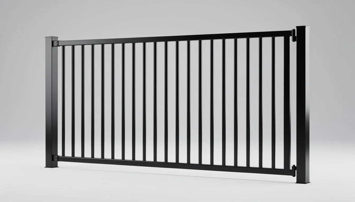 The image depicts a finished metal gate featuring a smooth black powder-coated surface, showcasing the quality and durability of the coating process. This gate, made from sheet metal, is designed to resist corrosion and enhance the overall aesthetic appeal of outdoor spaces.
